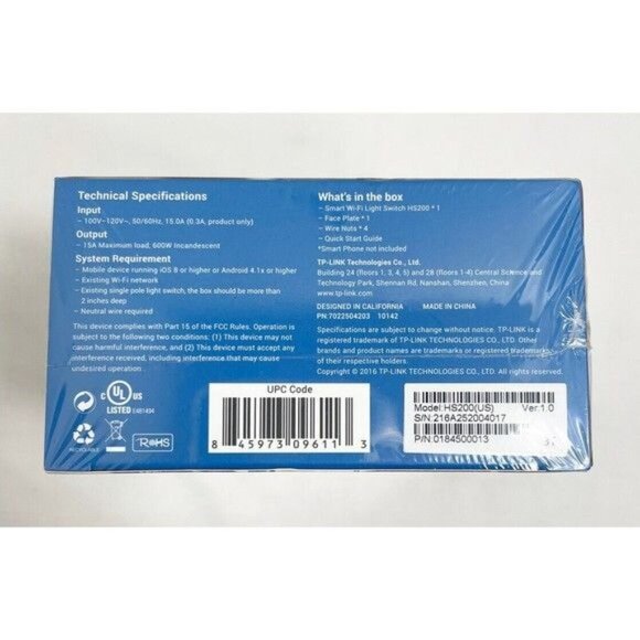 TP-LINK HS200 Smart WiFi Light Switch - White New In Box - Picture 7 of 9